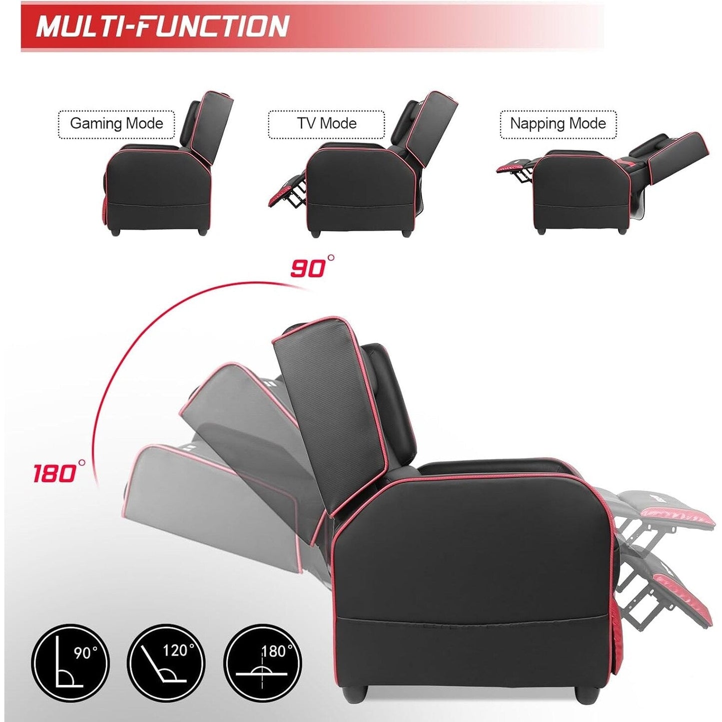 Fauteuil inclinable ergonomique BOSSIN en cuir PU pour le jeu, une place, pour le salon