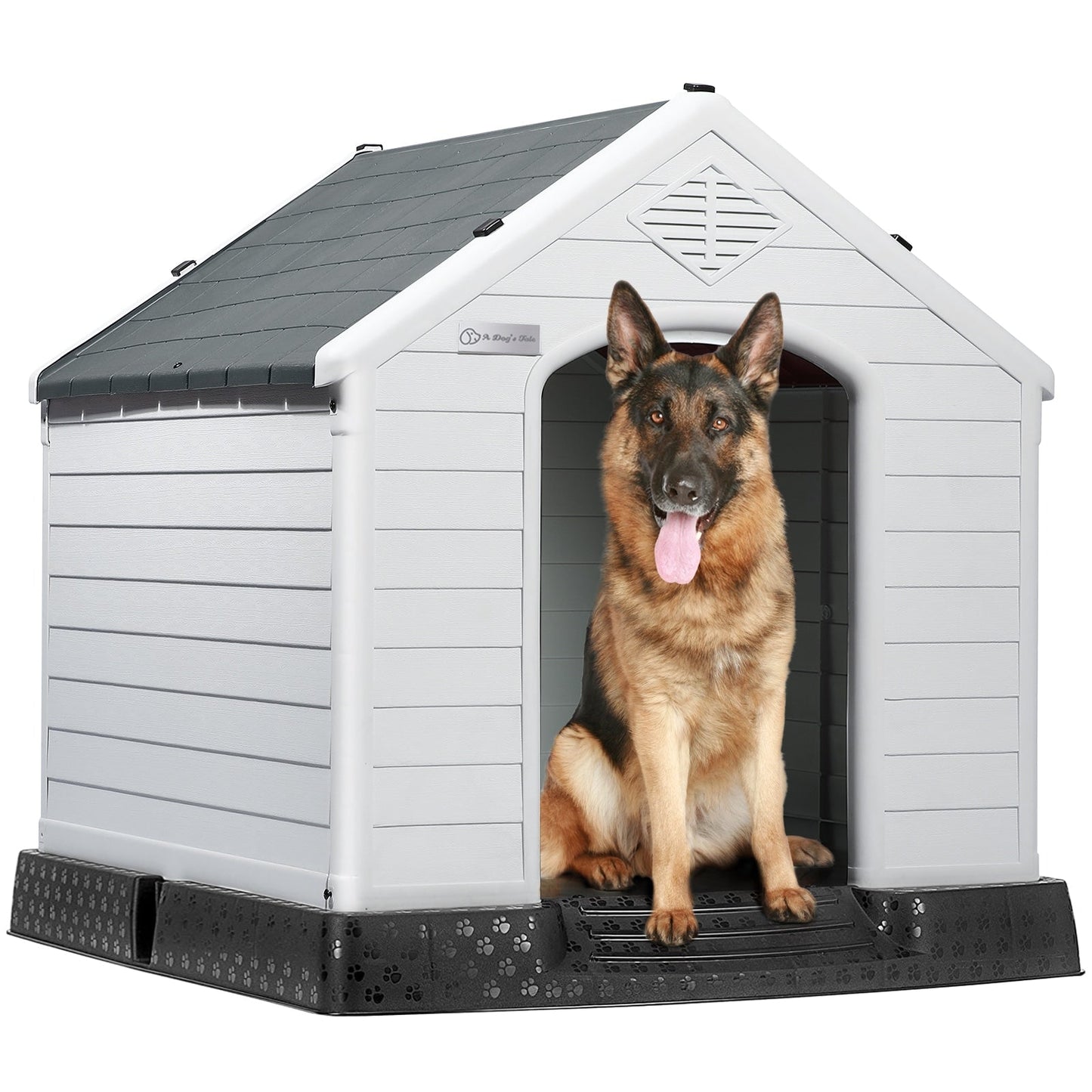 Niche pour chien BOSSIN en plastique pour chiens de petite et grande taille, niche isolée pour chiots d'intérieur et d'extérieur avec plancher surélevé