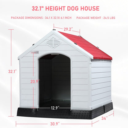 Niche pour chien BOSSIN en plastique pour chiens de petite et grande taille, niche isolée pour chiots d'intérieur et d'extérieur avec plancher surélevé