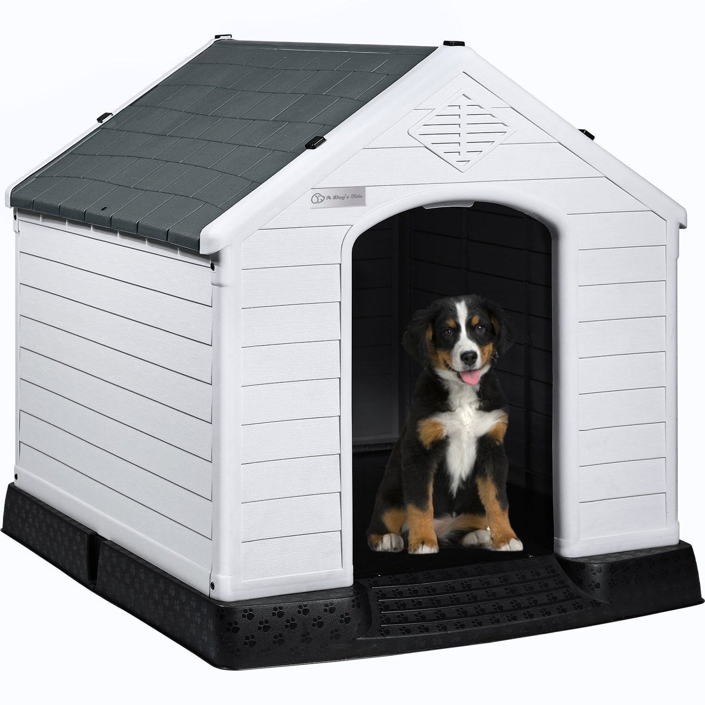 Niche pour chien BOSSIN en plastique pour chiens de petite et grande taille, niche isolée pour chiots d'intérieur et d'extérieur avec plancher surélevé