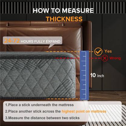 Matelas hybride SweDrea de 25 cm (10 po) en mousse à mémoire de forme mi-ferme infusée de gel, rafraîchissant et respirant, certifié CertiPUR-US, SGS et OEKO-TEX®.