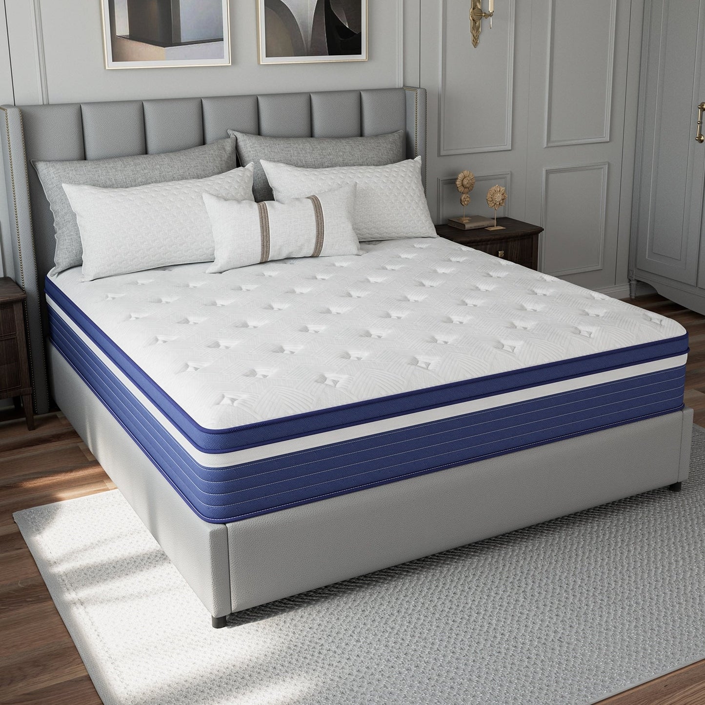 Matelas hybride à ressorts ensachés SweDrea de 25 cm (10 po), rafraîchissant et respirant, fermeté moyenne, certifié CertiPUR-US, SGS et OEKO-TEX.