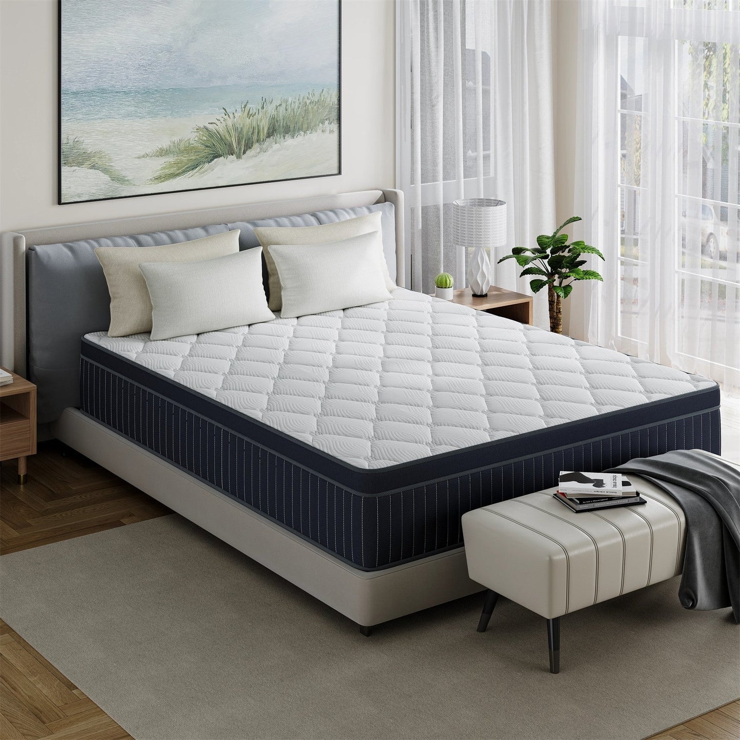 Matelas hybride SweDrea de 30 cm (12 po) en mousse à mémoire de forme moelleuse infusée de gel, rafraîchissant et respirant, certifié CertiPUR-US, SGS et OEKO-TEX®.
