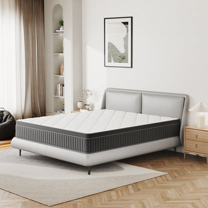 Matelas à ressorts ensachés SweDrea de 30 cm (12 po) à fermeté moyenne, conçu pour soulager les douleurs dorsales et procurer une sensation de fraîcheur. Certifié CertiPUR-US, SGS et OEKO-TEX.