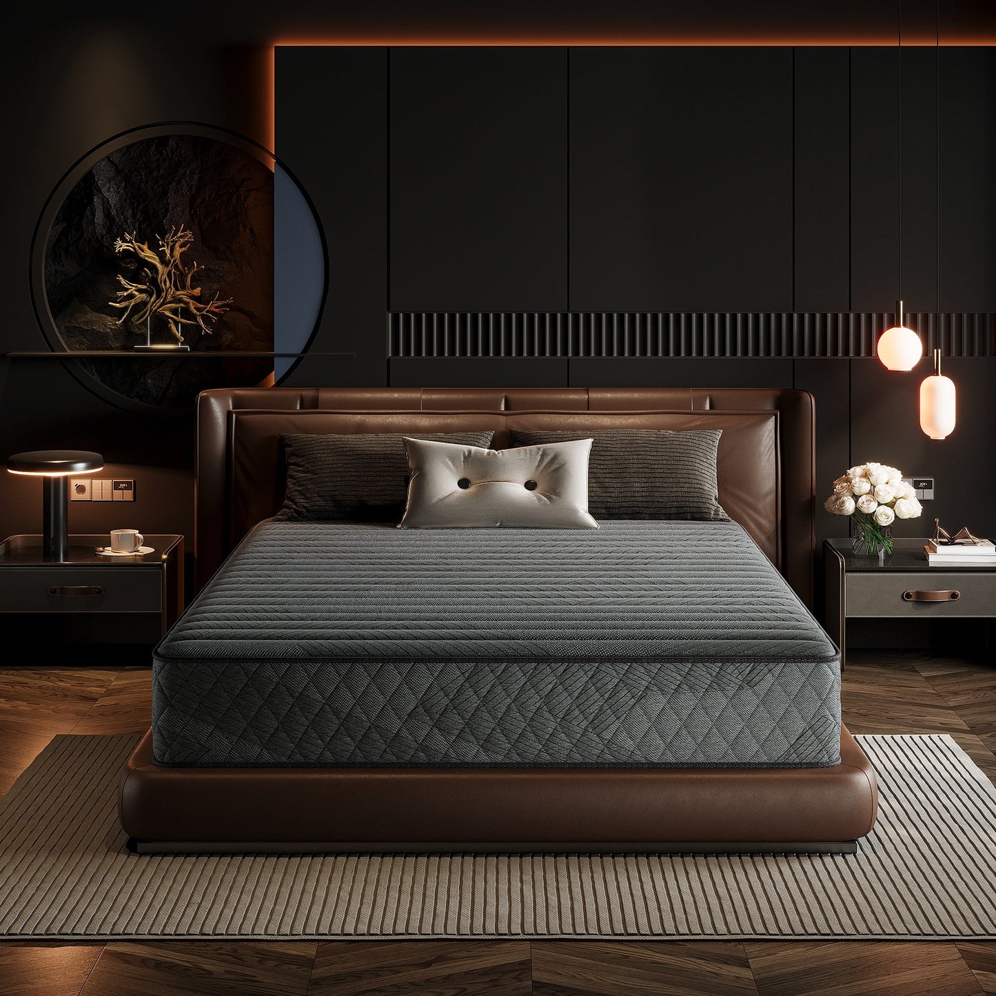 Matelas hybride SweDrea 8/12 po, fermeté moyenne, en mousse à mémoire de forme infusée de gel, rafraîchissant et respirant, certifié CertiPUR-US, SGS et OEKO-TEX®.