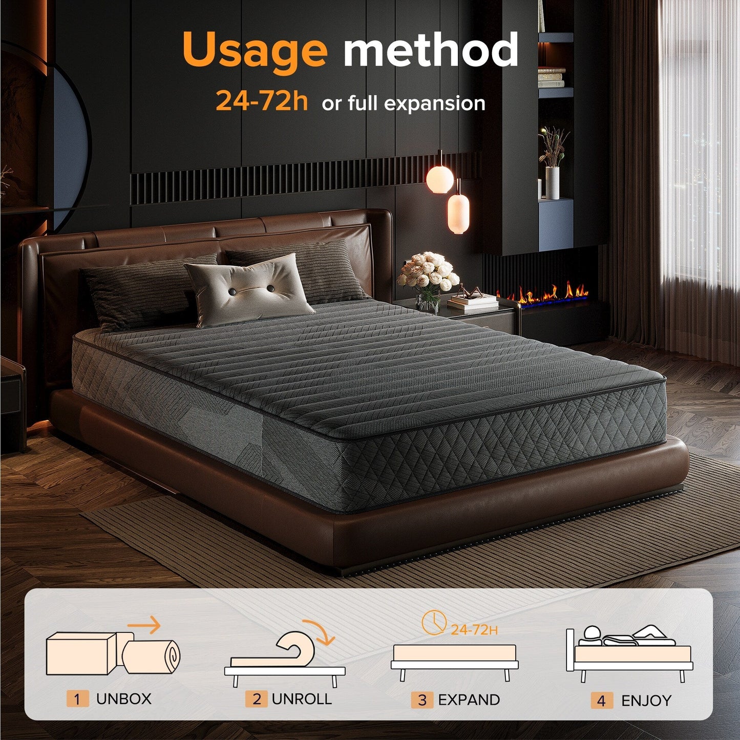 Matelas hybride SweDrea 8/12 po, fermeté moyenne, en mousse à mémoire de forme infusée de gel, rafraîchissant et respirant, certifié CertiPUR-US, SGS et OEKO-TEX®.