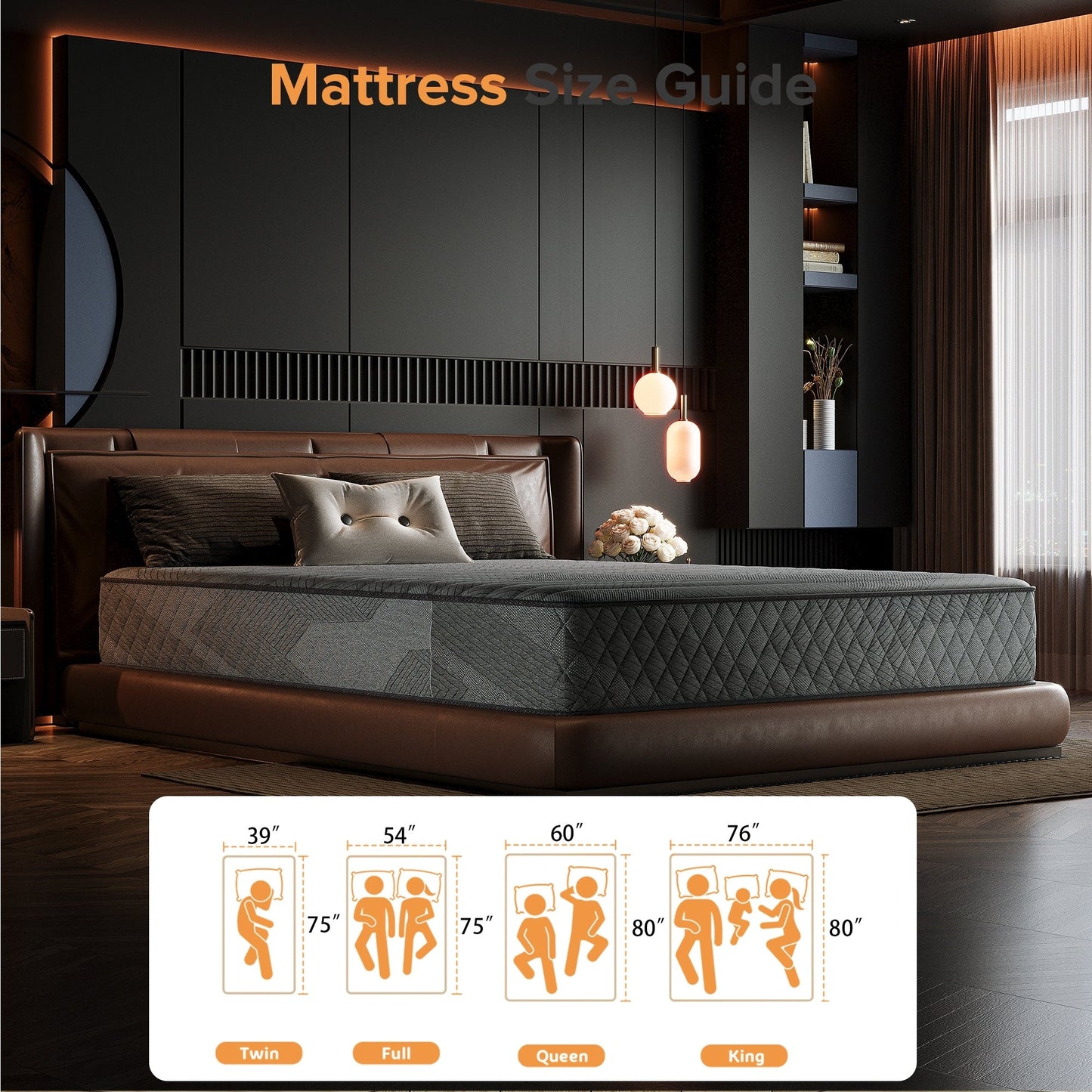 Matelas hybride SweDrea 8/12 po, fermeté moyenne, en mousse à mémoire de forme infusée de gel, rafraîchissant et respirant, certifié CertiPUR-US, SGS et OEKO-TEX®.
