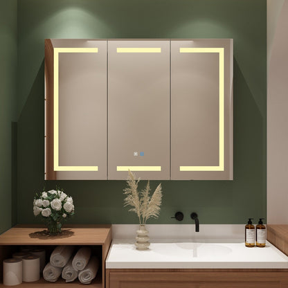 Armoire à pharmacie murale blanche avec miroir LED antibuée 6000K