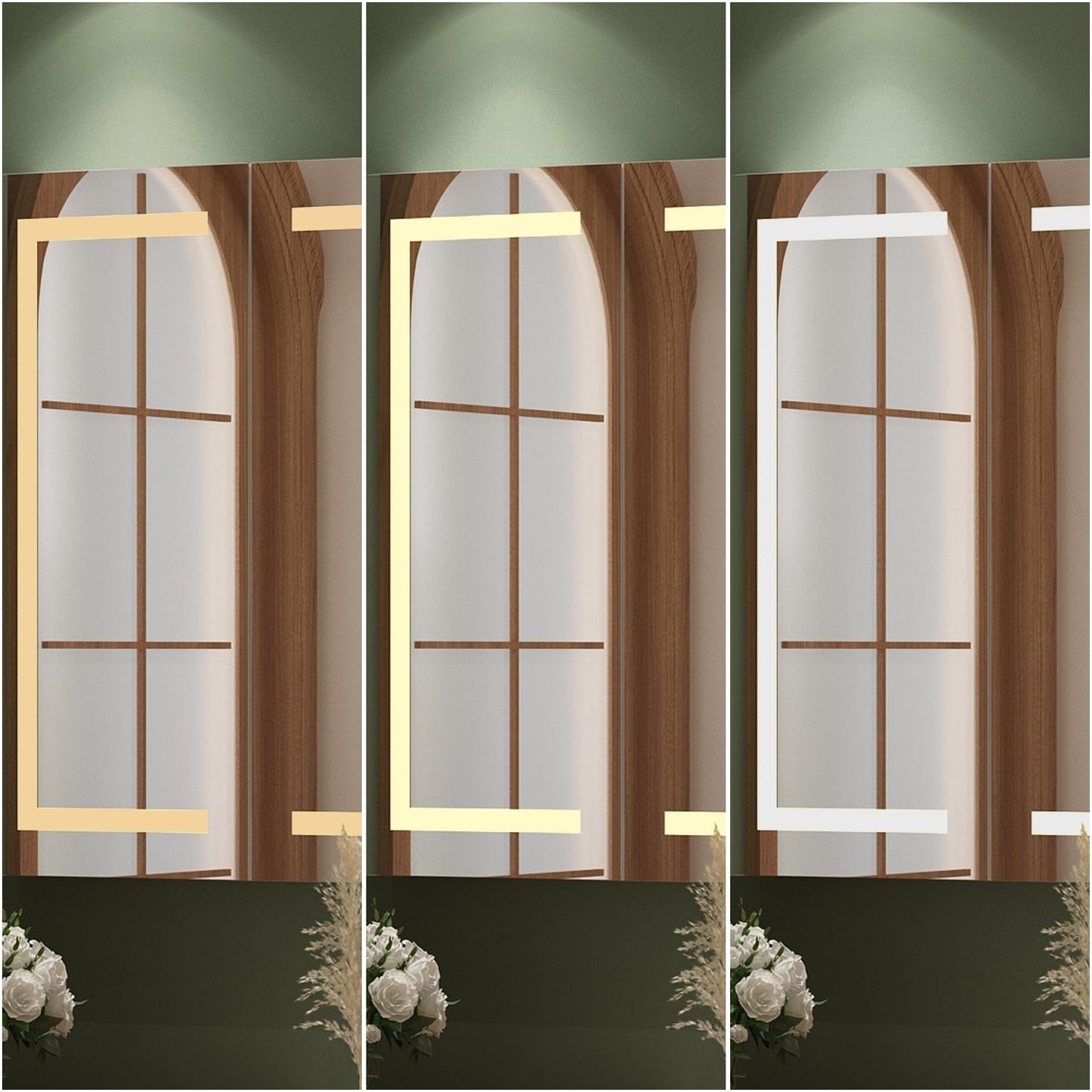 Armoire à pharmacie murale blanche avec miroir LED antibuée 6000K