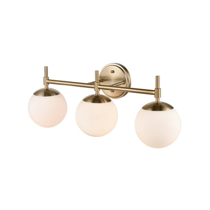 Applique murale de salle de bain à 3 lumières 929 Lighting, disponible en plusieurs finitions avec abat-jour en verre opale