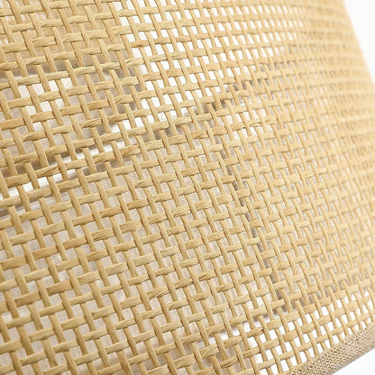 Lustre tambour côtier noir Bayou à 5 lumières avec double abat-jour en rotin - 61 cm (24 po) de large