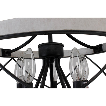 Lustre rustique Bella Depot à 5 lumières en bois avec cage, éclairage à intensité variable, suspension de style ferme réglable de 15,7 pouces pour îlot de cuisine