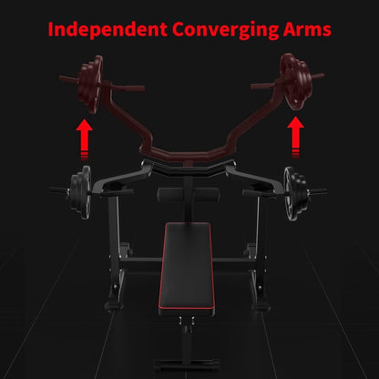 Banc de développé couché Zenova avec bras convergents indépendants et support pour haltères