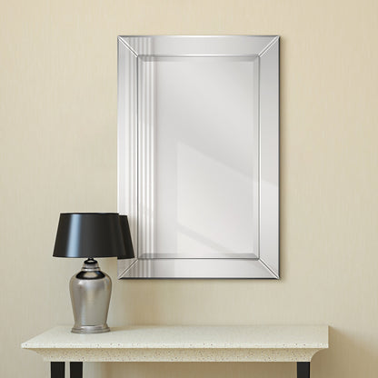 Miroir mural rectangulaire biseauté transparent HD pour salle de bain, coiffeuse, chambre, 3 tailles