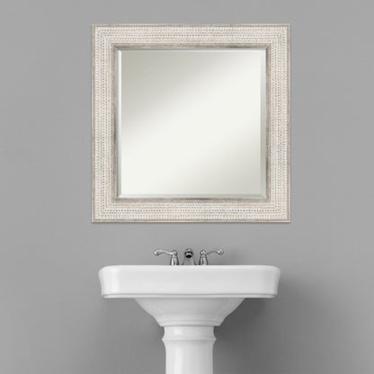 Miroir mural de salle de bain en bois biseauté - Cadre argenté à motif treillis - Argent treillis