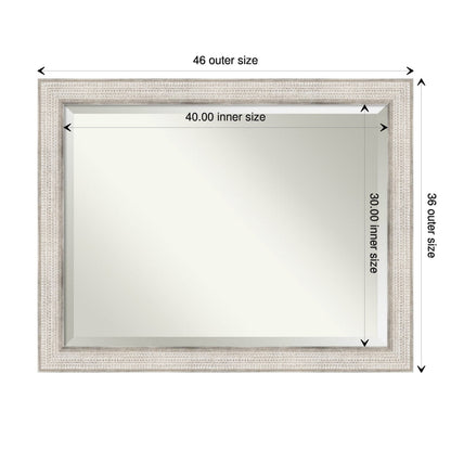 Miroir mural de salle de bain en bois biseauté - Cadre argenté à motif treillis - Argent treillis