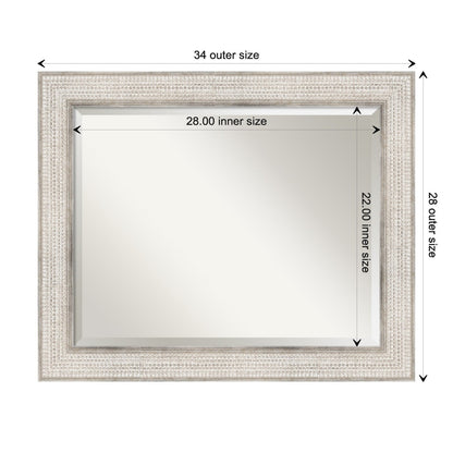 Miroir mural de salle de bain en bois biseauté - Cadre argenté à motif treillis - Argent treillis