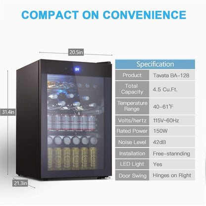 Cave à vin de 4,4 pi³ avec éclairage DEL et boutons tactiles, étagères amovibles, niveau sonore inférieur à 38 dB