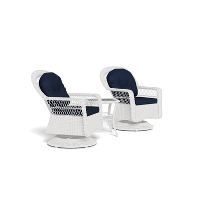 Ensemble de patio pivotant en osier blanc Biloxi Outdoor (3 pièces)