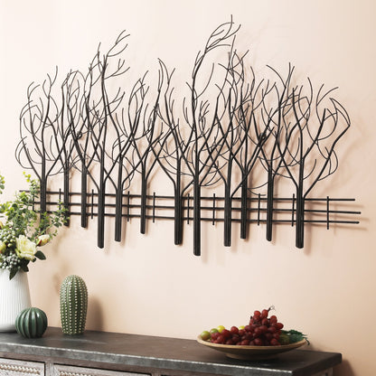 Décoration murale Champ d'arbres en métal noir