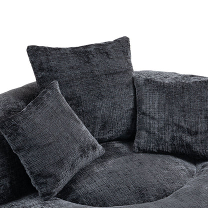 Pouf poire géant noir surdimensionné en chenille de 42,52 pouces avec trois coussins pour chambre à coucher