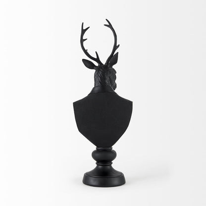 Buste de cerf en résine noire, sculpté - 15 cm (L) x 20 cm (P) x 58 cm (H)