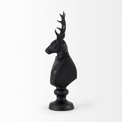 Buste de cerf en résine noire, sculpté - 15 cm (L) x 20 cm (P) x 58 cm (H)