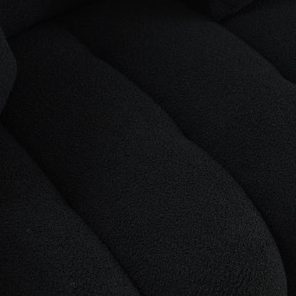 Canapé 3 places Teddy noir avec coussins de dossier et structure en bois