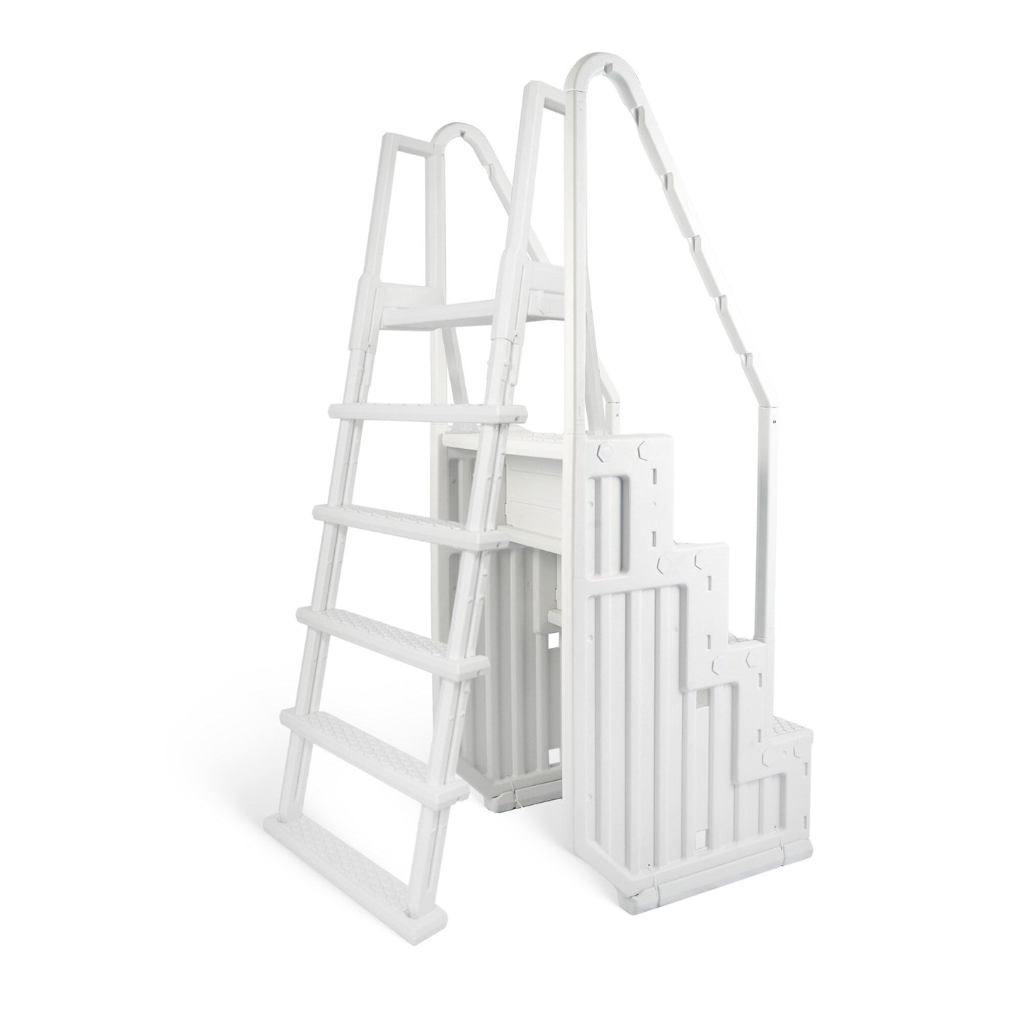 Marchepied de piscine Blue Wave Easy Pool avec échelle extérieure pour piscines hors sol - 82,5 cm L x 142 cm P x 206 cm H