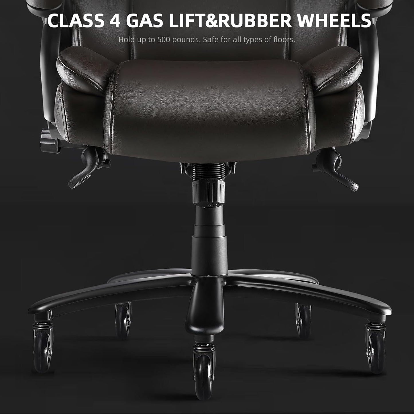 Fauteuil de bureau Bossin pour grandes et moyennes tailles, support lombaire réglable jusqu'à 227 kg, fauteuil ergonomique avec dossier haut en cuir PU pour ordinateur