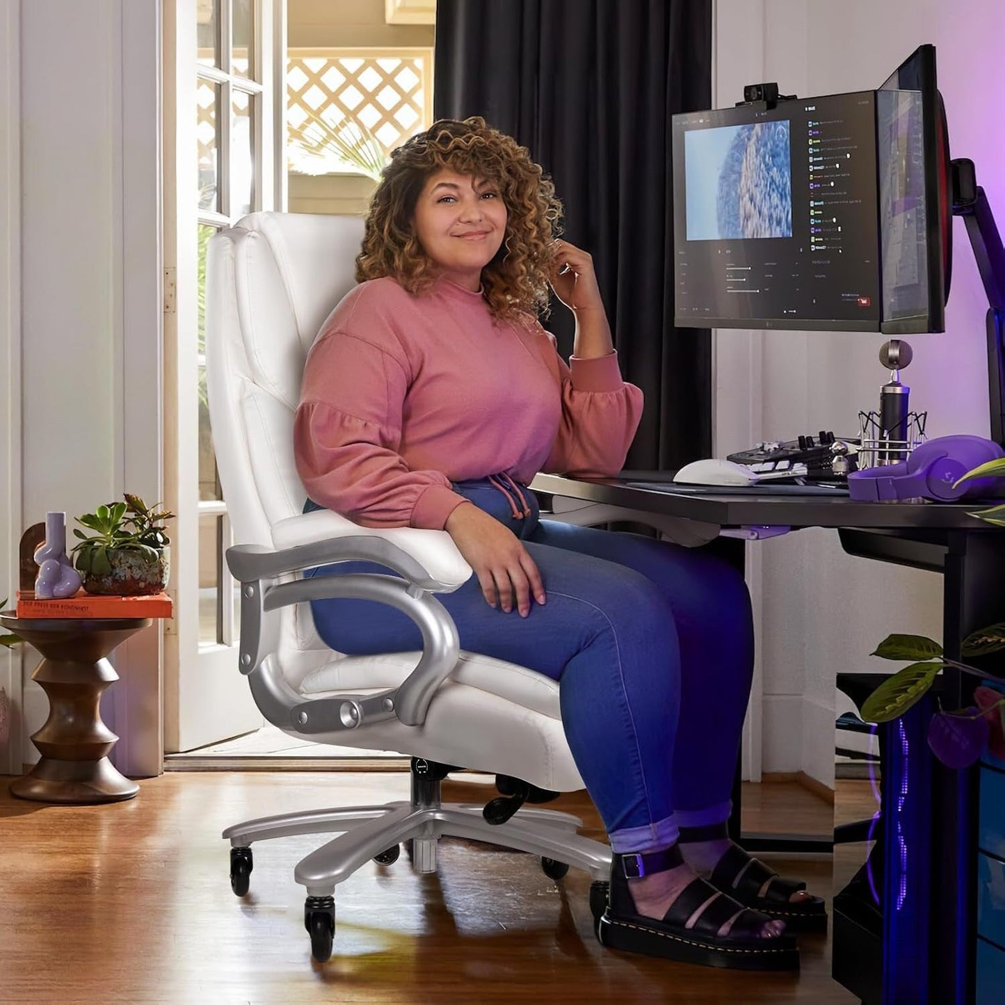 Fauteuil de bureau Bossin pour grandes et moyennes tailles, support lombaire réglable jusqu'à 227 kg, fauteuil ergonomique avec dossier haut en cuir PU pour ordinateur