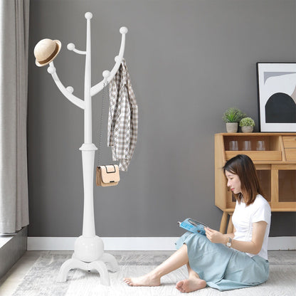 Porte-manteau autoportant en bois d'hévéa avec 8 crochets - 24,5 cm (L) x 70,87 cm (H)