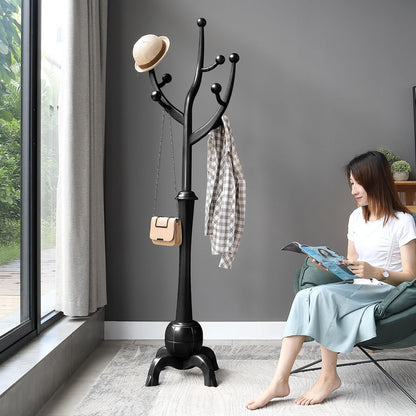 Porte-manteau autoportant en bois d'hévéa avec 8 crochets - 24,5 cm (L) x 70,87 cm (H)