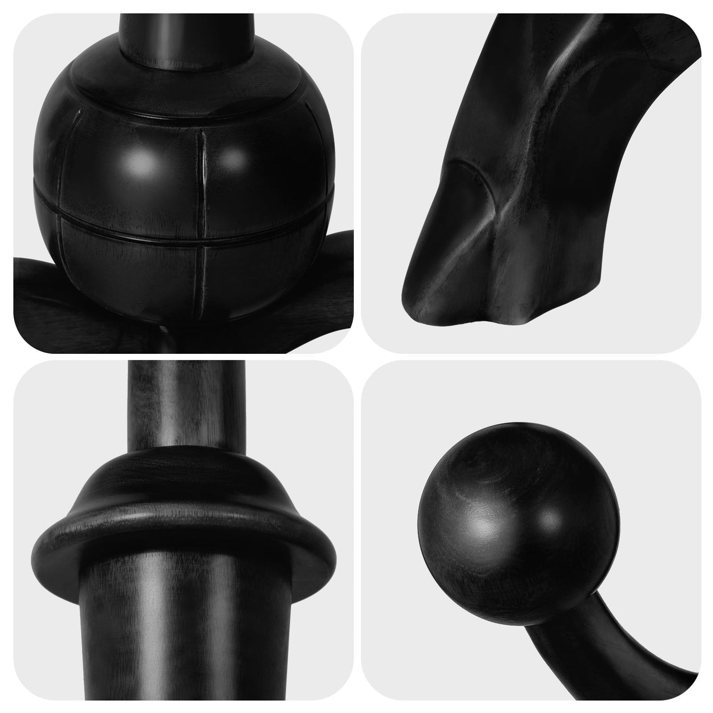 Porte-manteau autoportant en bois d'hévéa avec 8 crochets - 24,5 cm (L) x 70,87 cm (H)