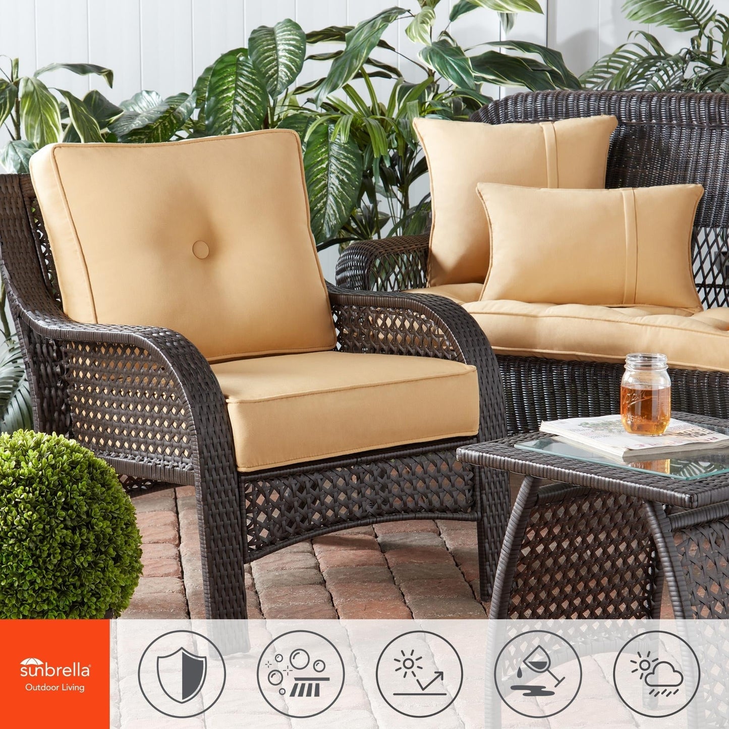 Ensemble de 2 coussins d'extérieur Sunbrella Premium pour siège profond