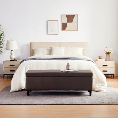 Pouf de rangement rectangulaire capitonné en similicuir (50,3 x 17,50 x 18 cm)