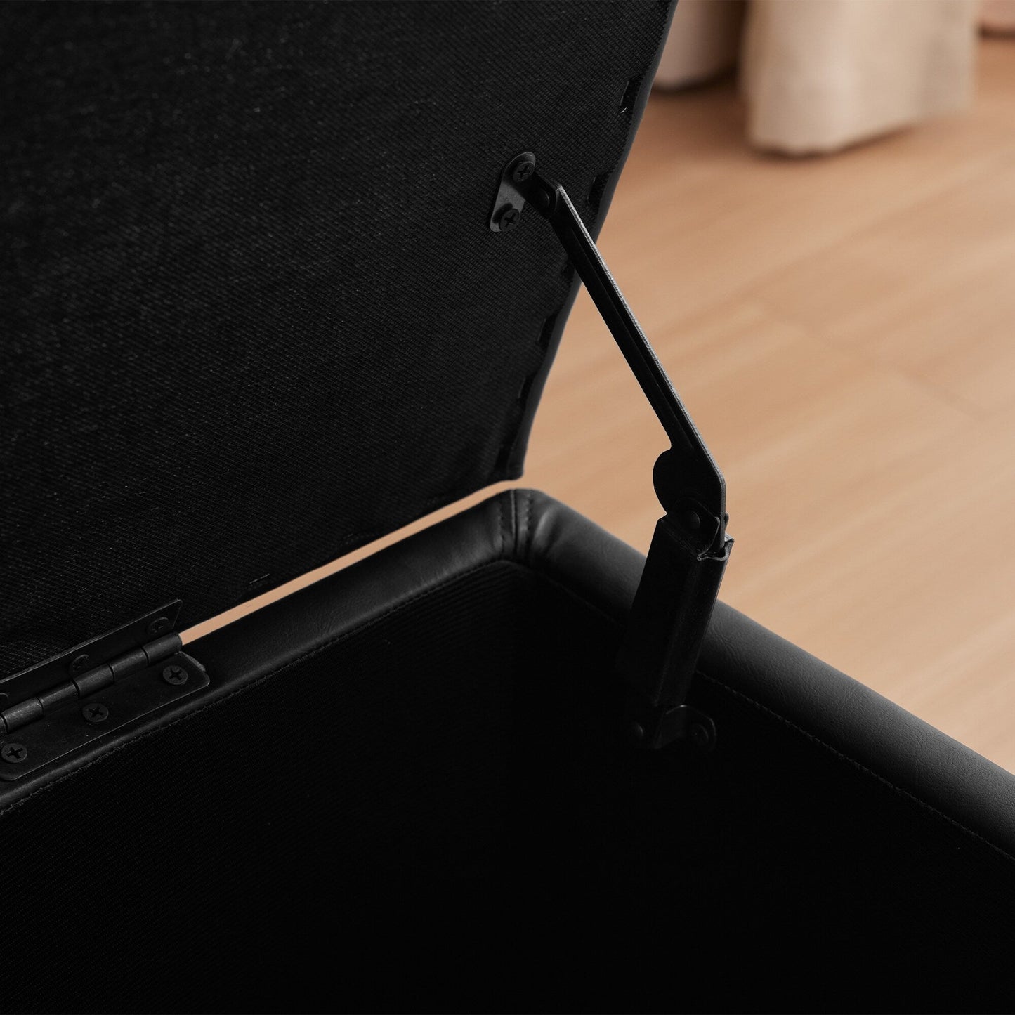 Pouf de rangement rectangulaire capitonné en similicuir (50,3 x 17,50 x 18 cm)