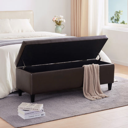 Pouf de rangement rectangulaire capitonné en similicuir (50,3 x 17,50 x 18 cm)