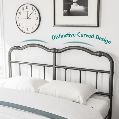 Cadre de lit en métal robuste de 35,5 cm de haut, style vintage, supporte jusqu'à 1134 kg, montage facile et silencieux.