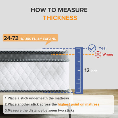 Matelas SweDrea 12 po en mousse à mémoire de forme hybride moyenne avec CertiPUR-US et Oeko-TEX, doté d'une absorption au charbon de bambou.