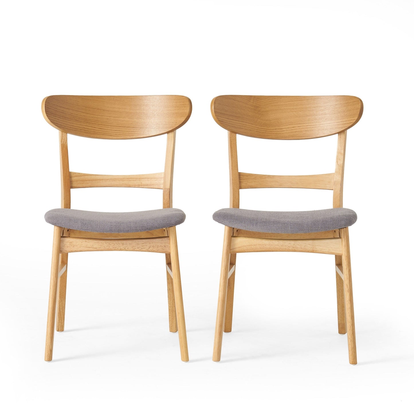 Chaises de salle à manger Abrielle en bois d'hévéa, style moderne du milieu du siècle (lot de 2), par Christopher Knight Home
