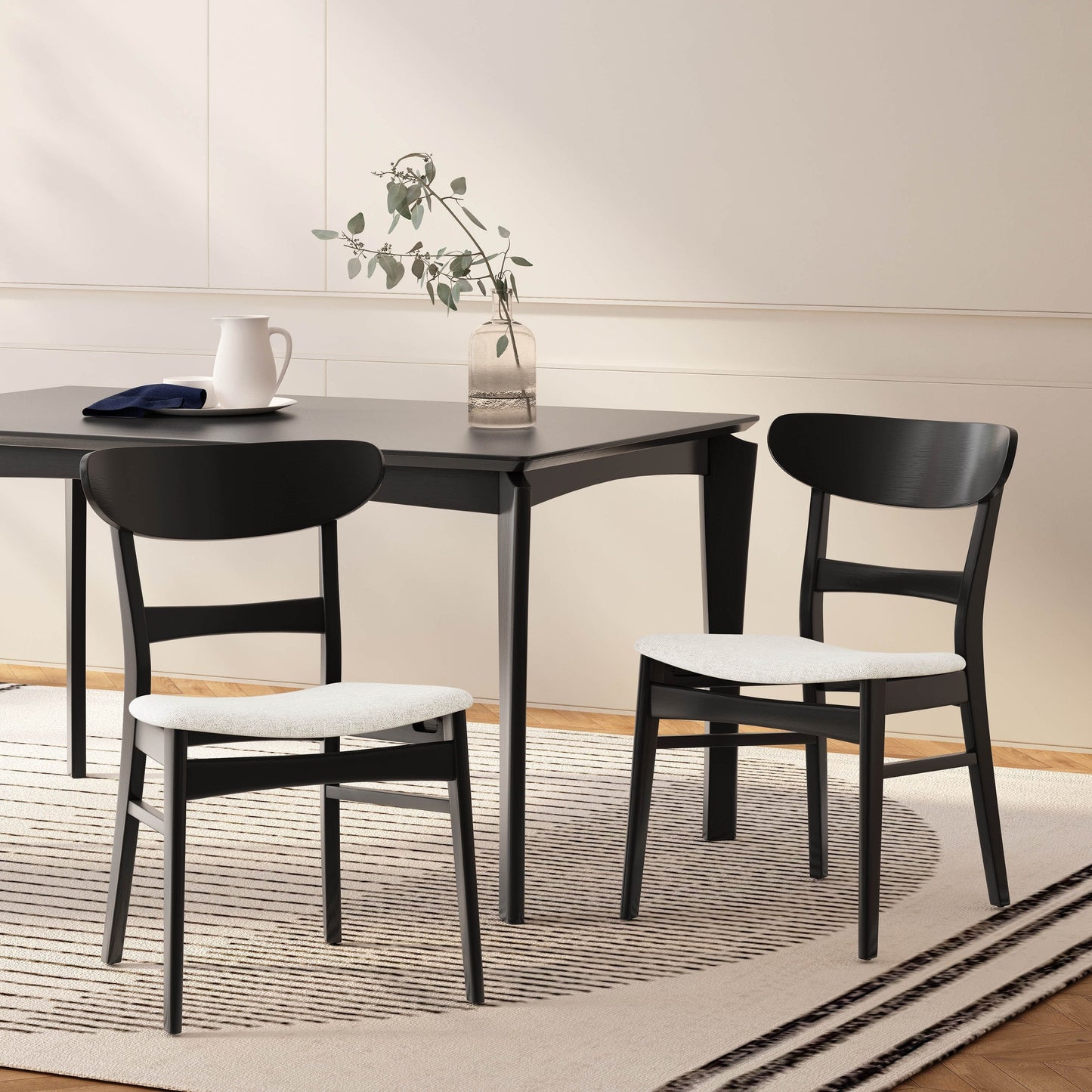 Chaises de salle à manger Abrielle en bois d'hévéa, style moderne du milieu du siècle (lot de 2), par Christopher Knight Home