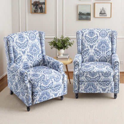 Ensemble de 2 fauteuils inclinables manuels à motif floral vintage de 74 cm de large