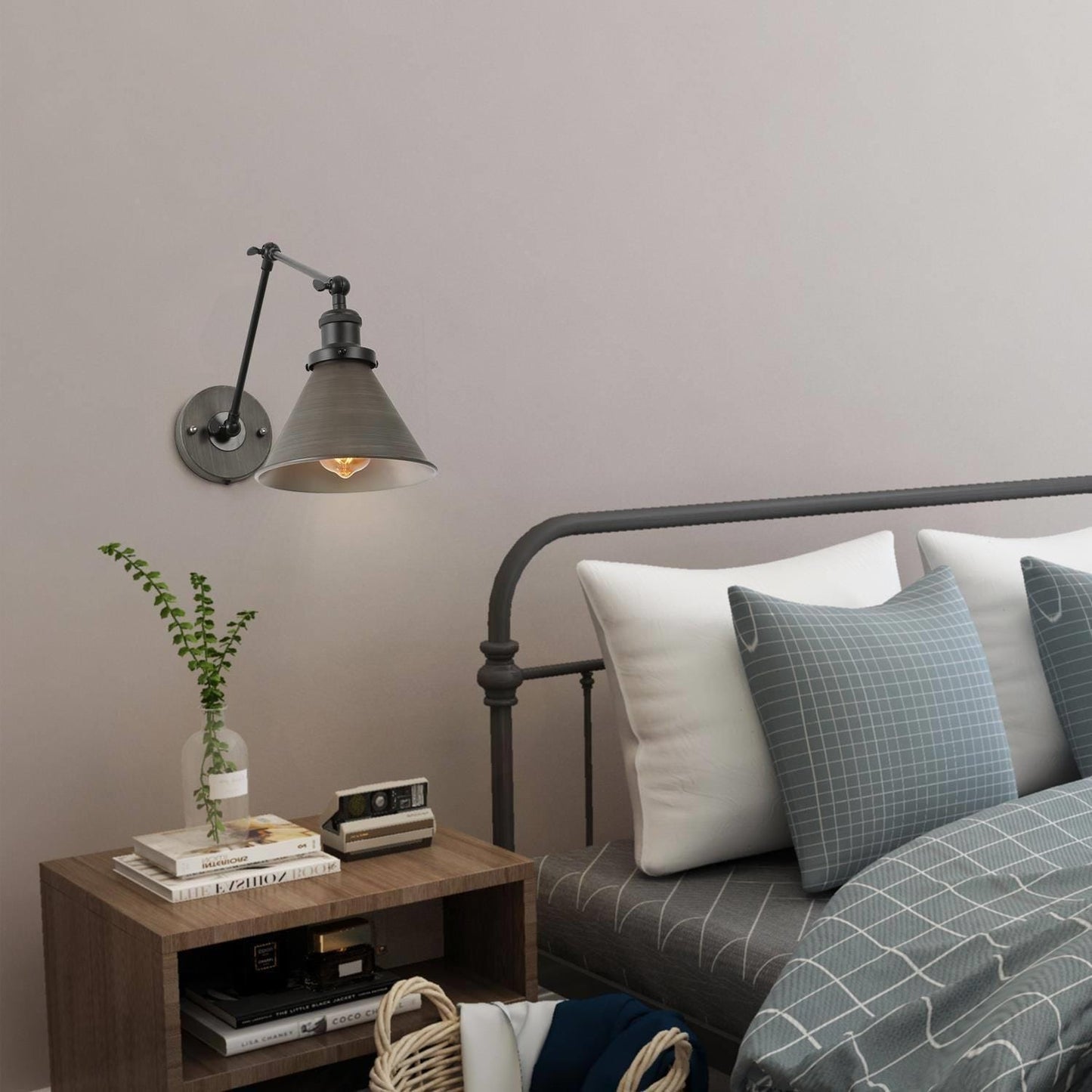 Ensemble de 2 appliques murales modernes à bras articulé réglable, à brancher et à câblées