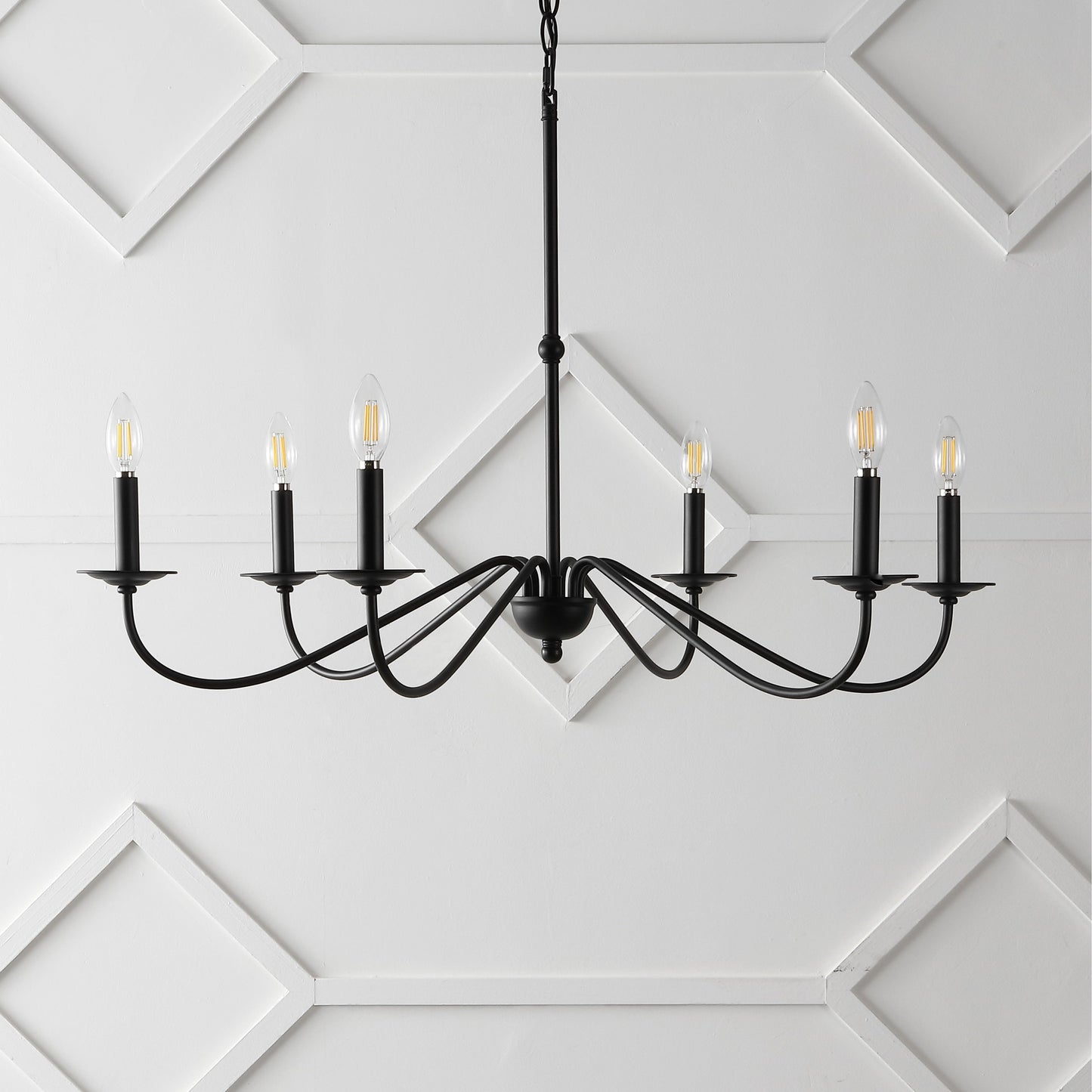 Lustre LED en fer à 6 lumières de 34,75 pouces, par JONATHAN Y