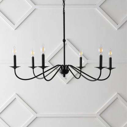 Lustre LED en fer à 6 lumières de 34,75 pouces, par JONATHAN Y