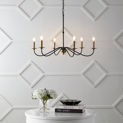 Lustre LED en fer à 6 lumières de 34,75 pouces, par JONATHAN Y