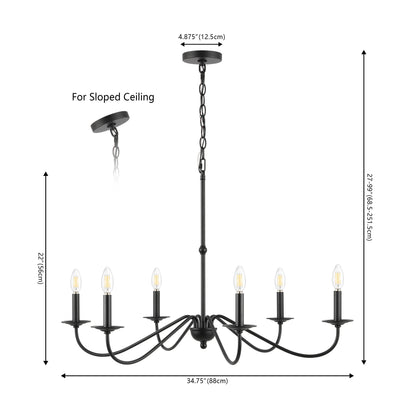 Lustre LED en fer à 6 lumières de 34,75 pouces, par JONATHAN Y