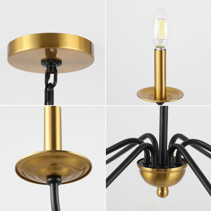 Lustre LED en fer à 6 lumières de 34,75 pouces, par JONATHAN Y