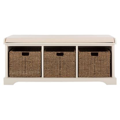 Banc de rangement SAFAVIEH Eola Gris/Blanc - 47 x 16,1 x 19,9 cm - 47 cm L x 16 cm P x 20 cm H